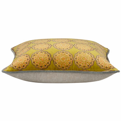 Pack of 4 Duffy Mustard and Grey Square Cushion Covers