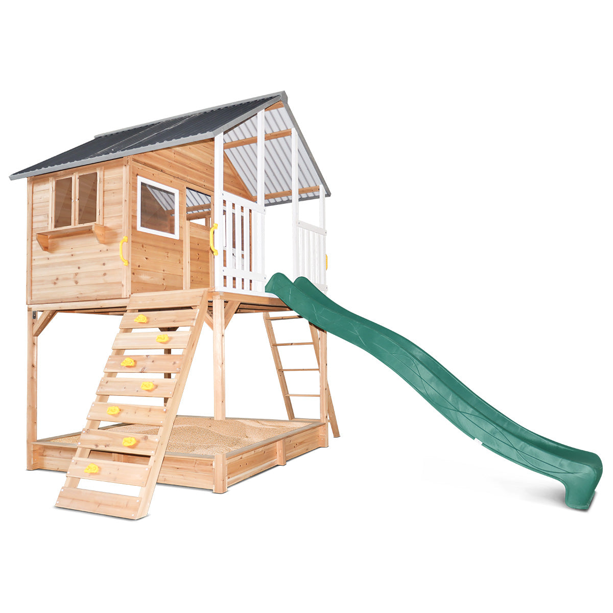 Lifespan Kids Winchester Cubby House with Elevation Platform and Green Slide