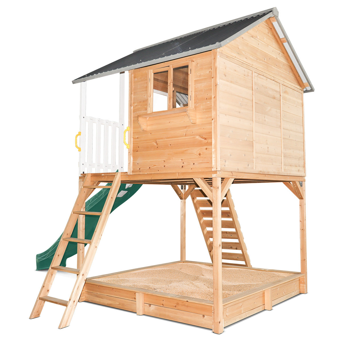 Lifespan Kids Winchester Cubby House with Elevation Platform and Green Slide