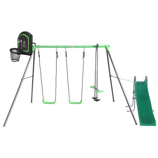 Lifespan Kids Hurley 2 Metal Swing Set with Slide & Hoop