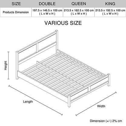 5 Pieces Bedroom Suite Natural Wood Like MDF Structure Double Size Oak Colour Bed, Bedside Table, Tallboy & Dresser