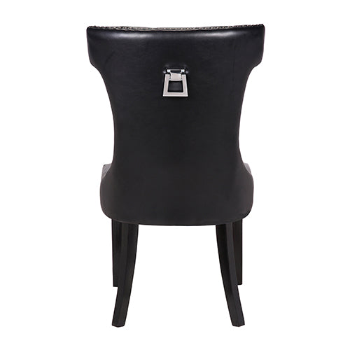 Century 2X Dining Chair Black Pu Wooden Legs