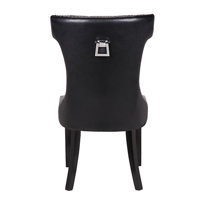 Century 2X Dining Chair Black Pu Wooden Legs