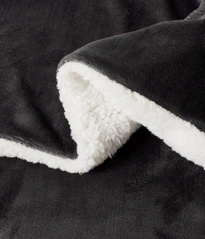 2 in 1 Teddy Sherpa Quilt Cover Set and Blanket single size charcoal