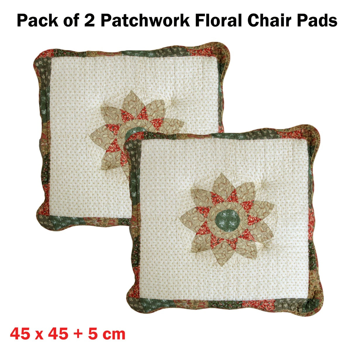 Choice Set of 2 Patchwork Floral Chair Pads 45 x 45 + 5 cm