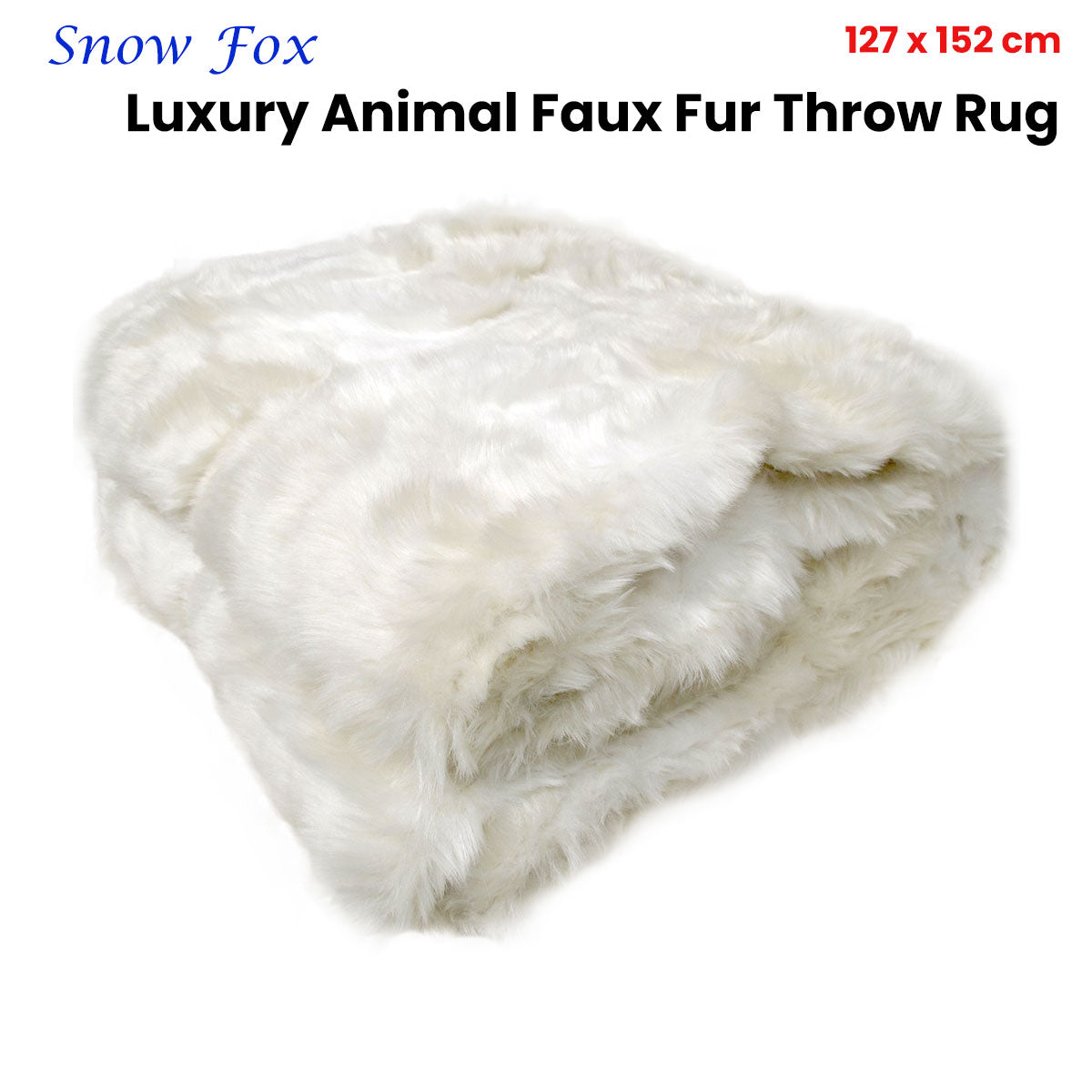 Radisson Snow Fox Luxury Animal Faux Fur Throw Rug 127 x 152 cm