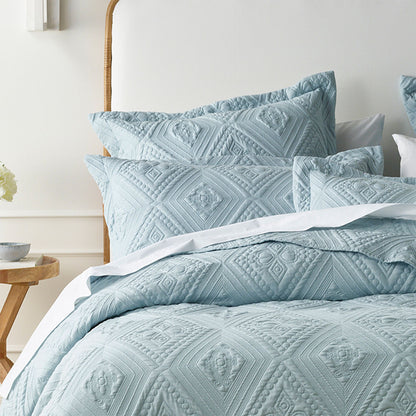 Bianca Aspen Sky Blue Embroidered Bedspread Set King