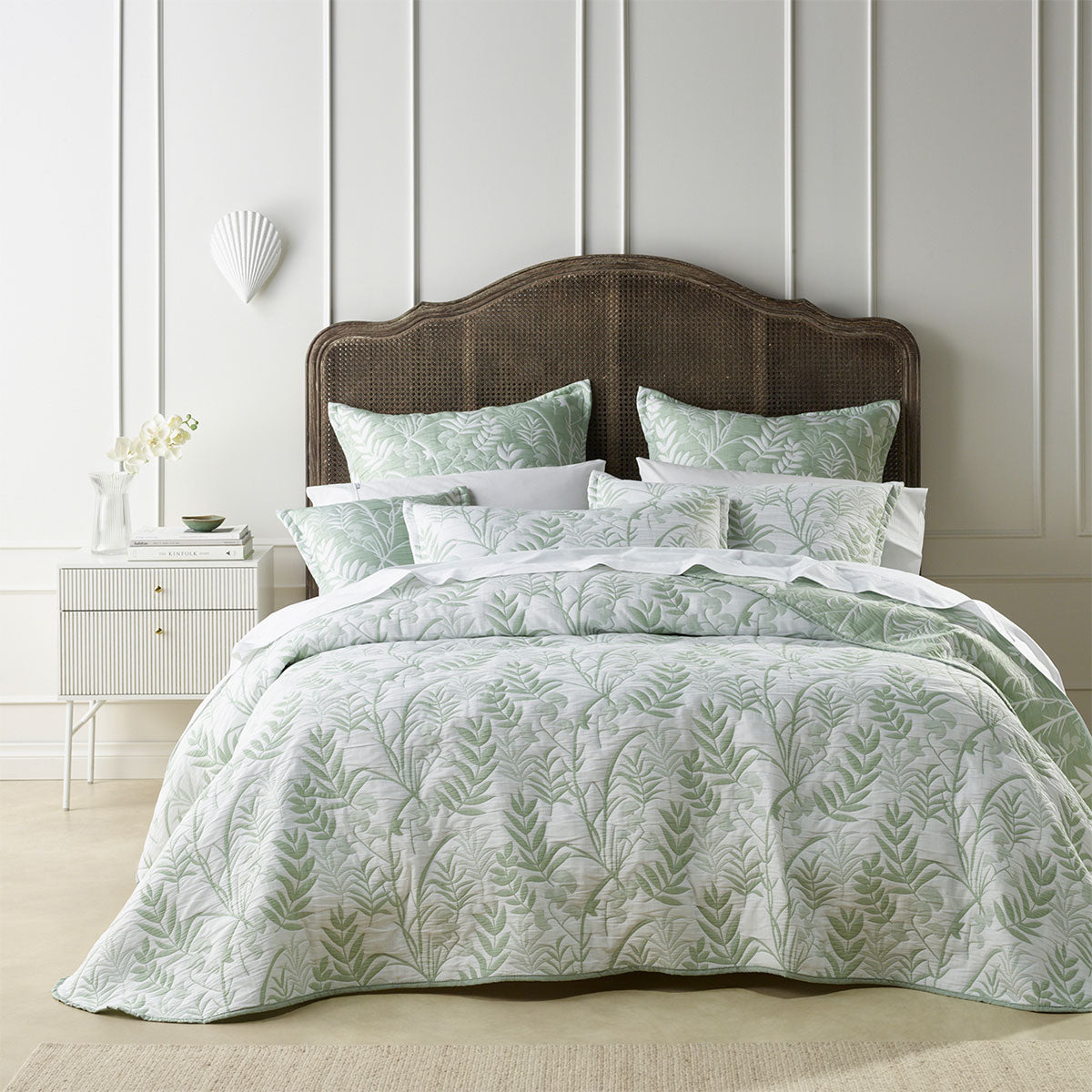 Bianca Eden Sage Jacquard Bedspread Set King Single