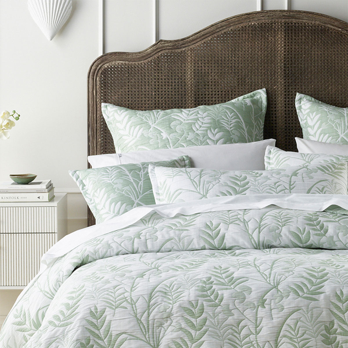 Bianca Eden Sage Jacquard Bedspread Set Super King