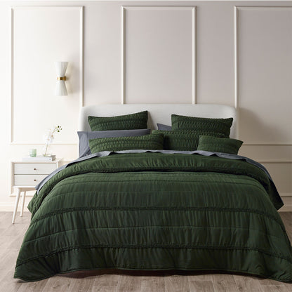 Bianca Vienna Green Textured Bedspread Set Super King