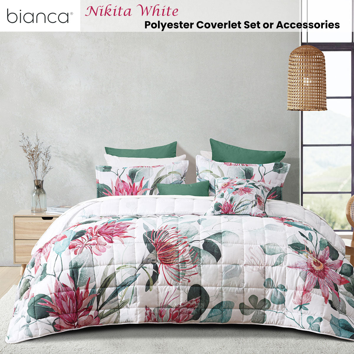 Bianca Nikita White Polyester Coverlet Set Single/Double