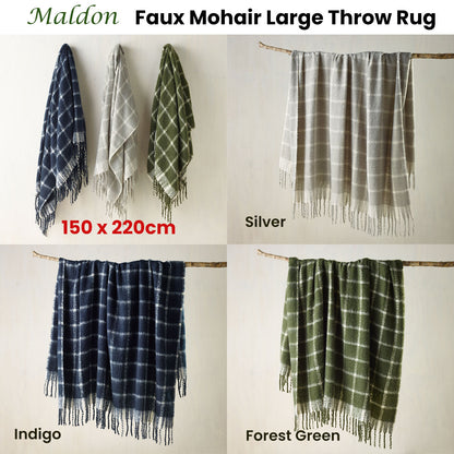 Bianca Maldon Faux Mohair Large Throw Rug 150 x 220 cm Indigo