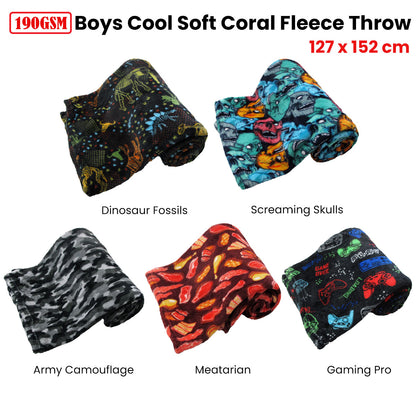 190GSM Boys Cool Ultra Soft Coral Fleece Throw 127 x 152cm Gaming Pro