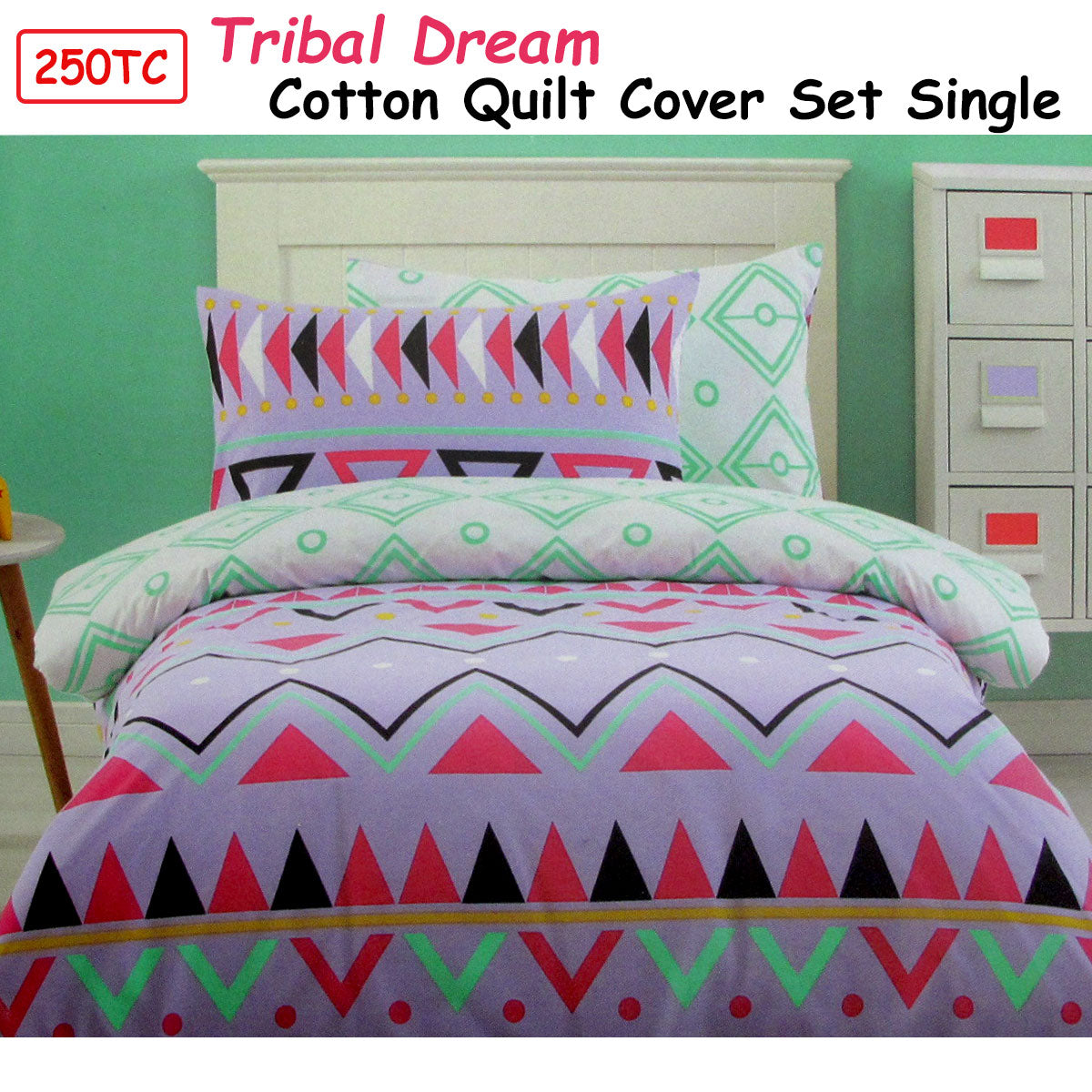 250TC Tribal Dream 100% Cotton Quilt Cover Set Single