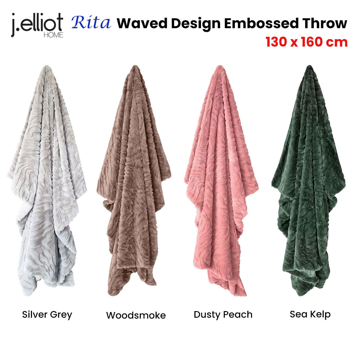 J Elliot Home Rita Dusty Peach Faux Mohair Throw Rug 130 x 160cm