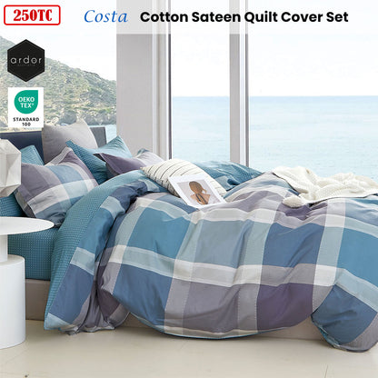 Ardor 250TC Costa Check Cotton Sateen Quilt Cover Set King