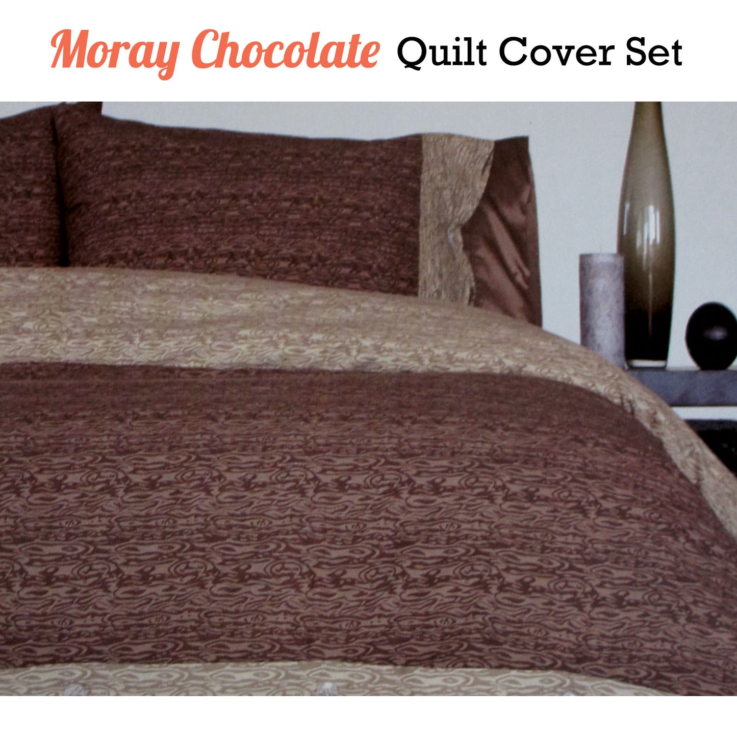 Essentially Home Living Moray Chocolate Quilt Cover Set Double