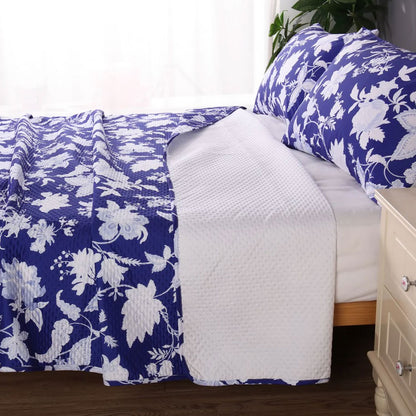 Ramesses Spring Blue 3 Pcs Bamboo Blend Ultrosonic Reversible Comforter Set King