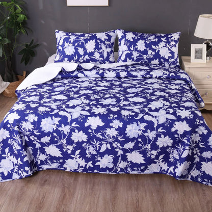 Ramesses Spring Blue 3 Pcs Bamboo Blend Ultrosonic Reversible Comforter Set Queen