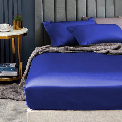 Ramesses 1500TC Elite Egyptian Cotton Sateen Fitted Sheet Combo Set Royal Blue Single