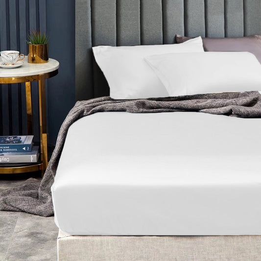 Ramesses 1500TC Elite Egyptian Cotton Sateen Fitted Sheet Combo Set White King Single