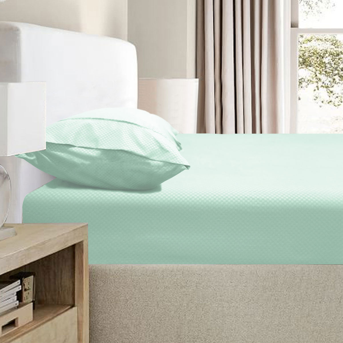 Ramesses 2000TC Bamboo Embossed Fitted Sheet Combo Set Aqua King