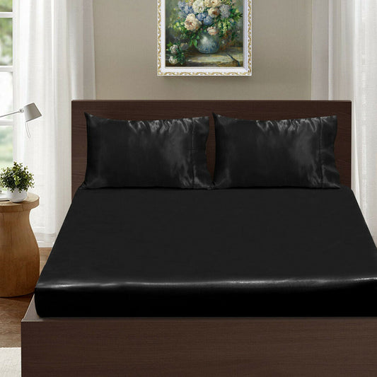 Ramesses Casablanca Satin Fitted Sheet Combo Set Black King