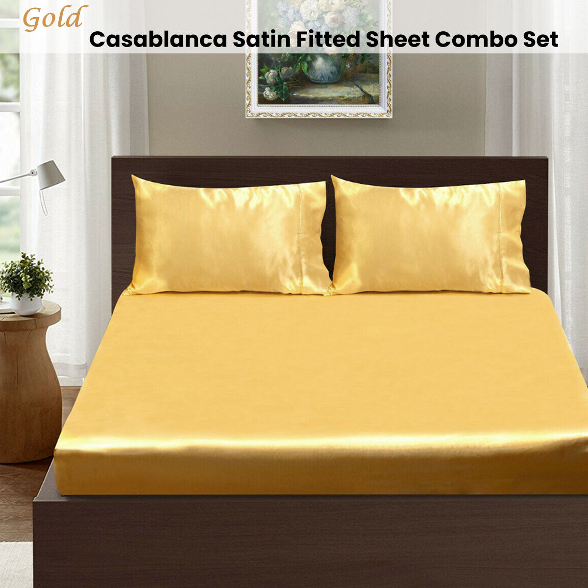 Ramesses Casablanca Satin Fitted Sheet Combo Set Gold King