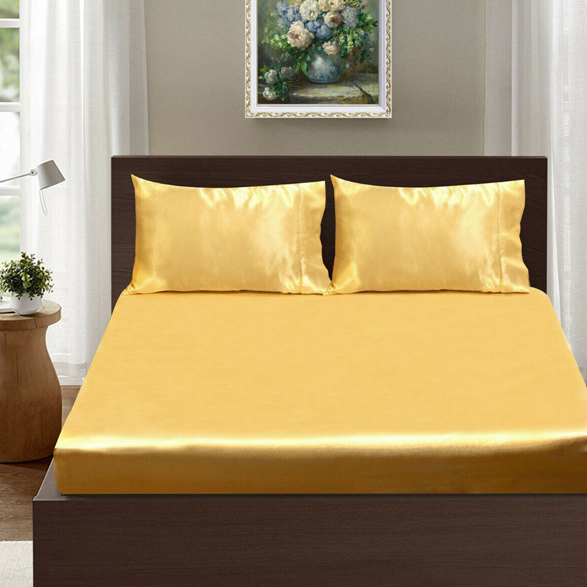 Ramesses Casablanca Satin Fitted Sheet Combo Set Gold Queen