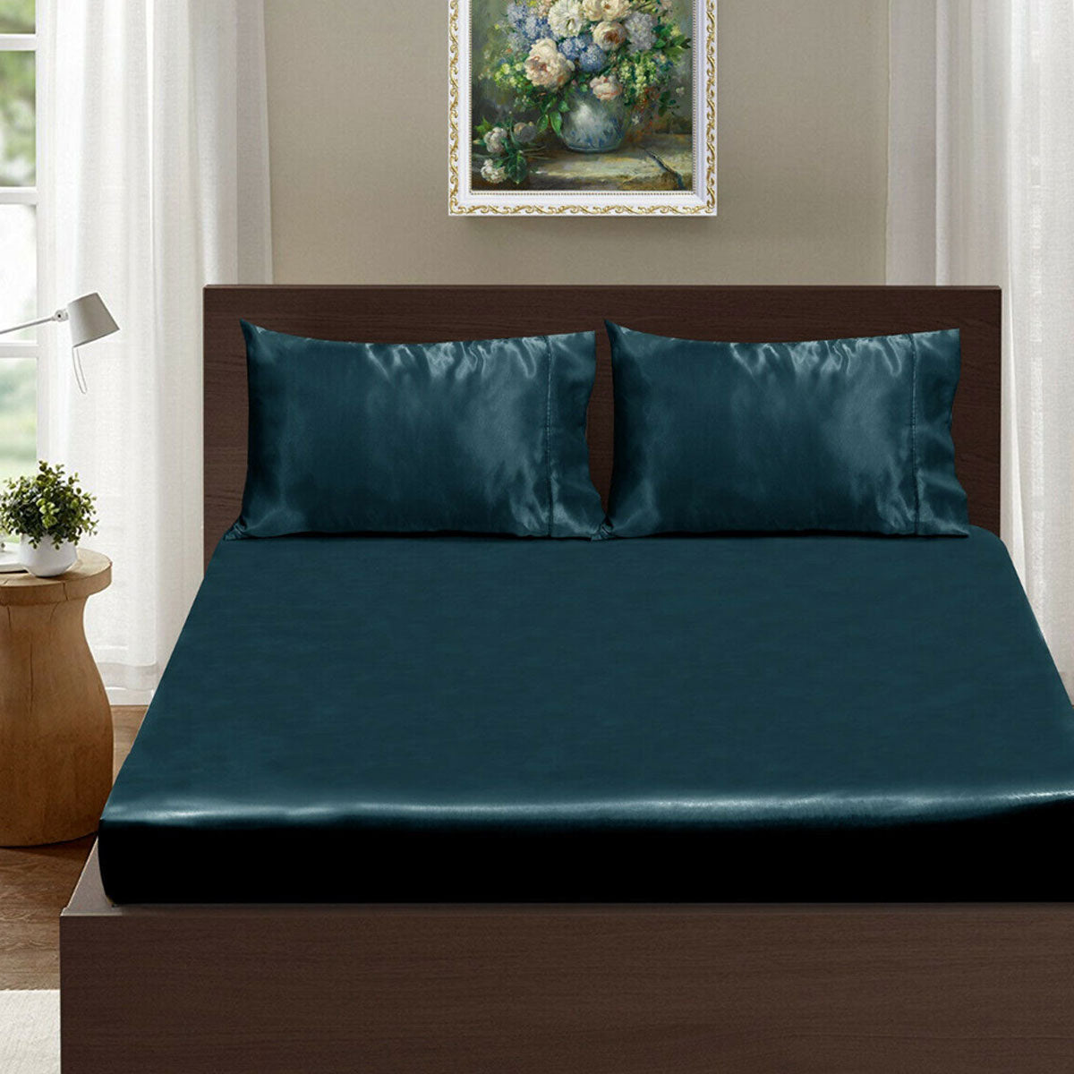 Ramesses Casablanca Satin Fitted Sheet Combo Set Teal King