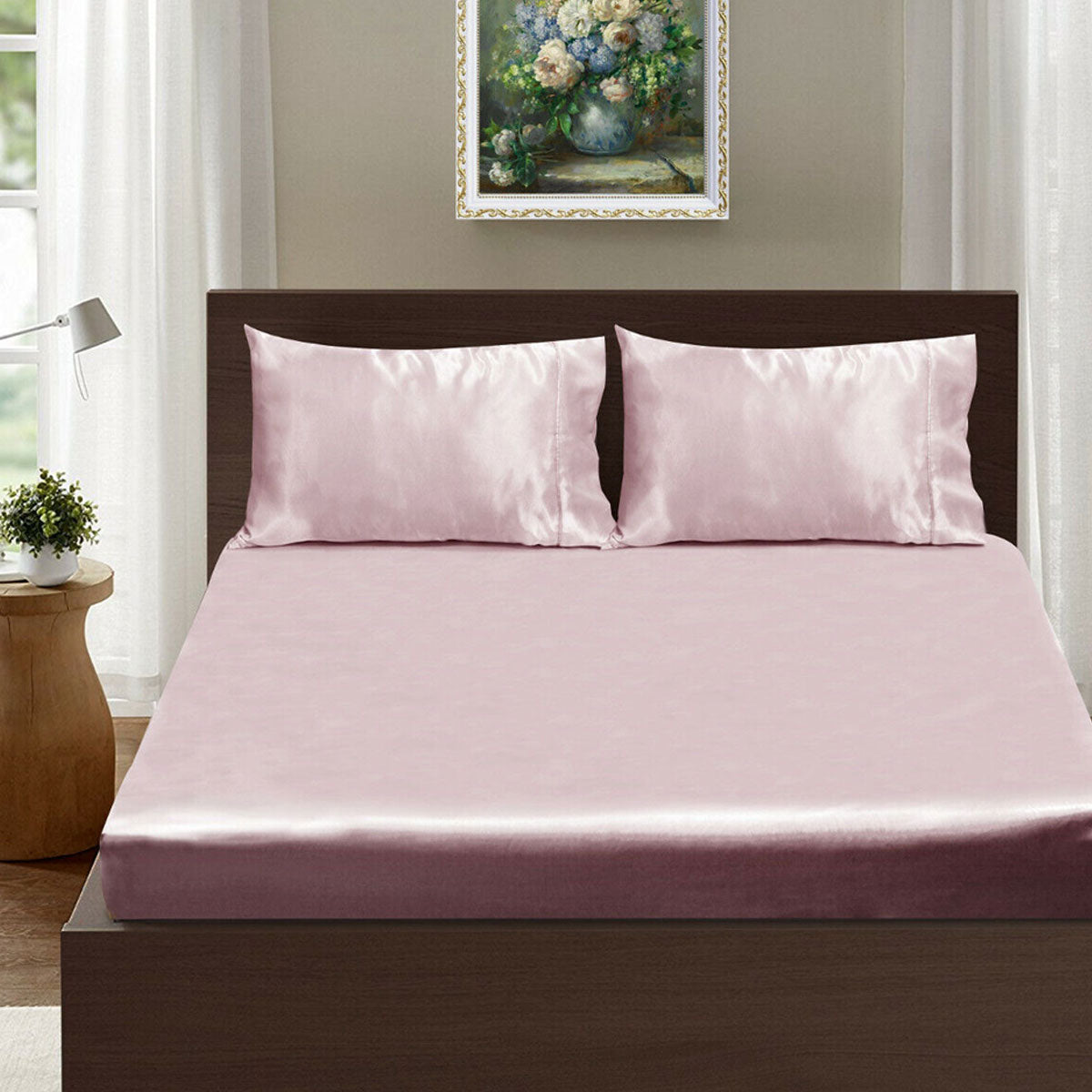 Ramesses Casablanca Satin Fitted Sheet Combo Set Tea Rose Queen