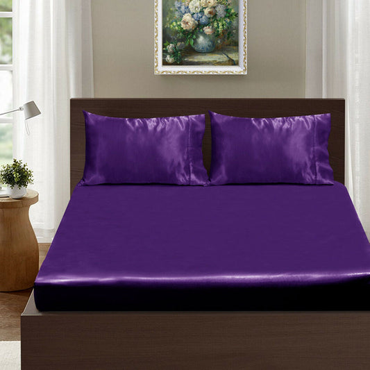 Ramesses Casablanca Satin Fitted Sheet Combo Set Violet Queen