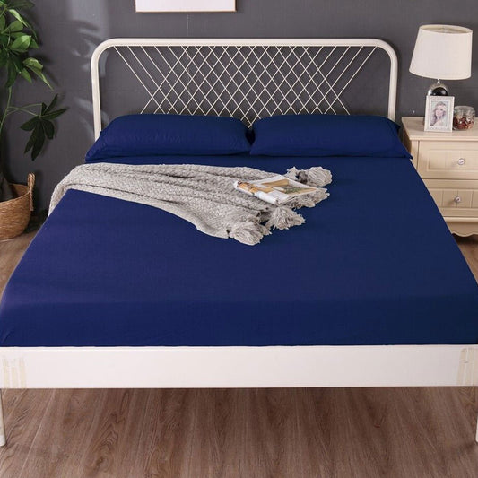 Ramesses 1000TC Linen Bamboo Fitted Sheet Combo Set Deep Blue Double