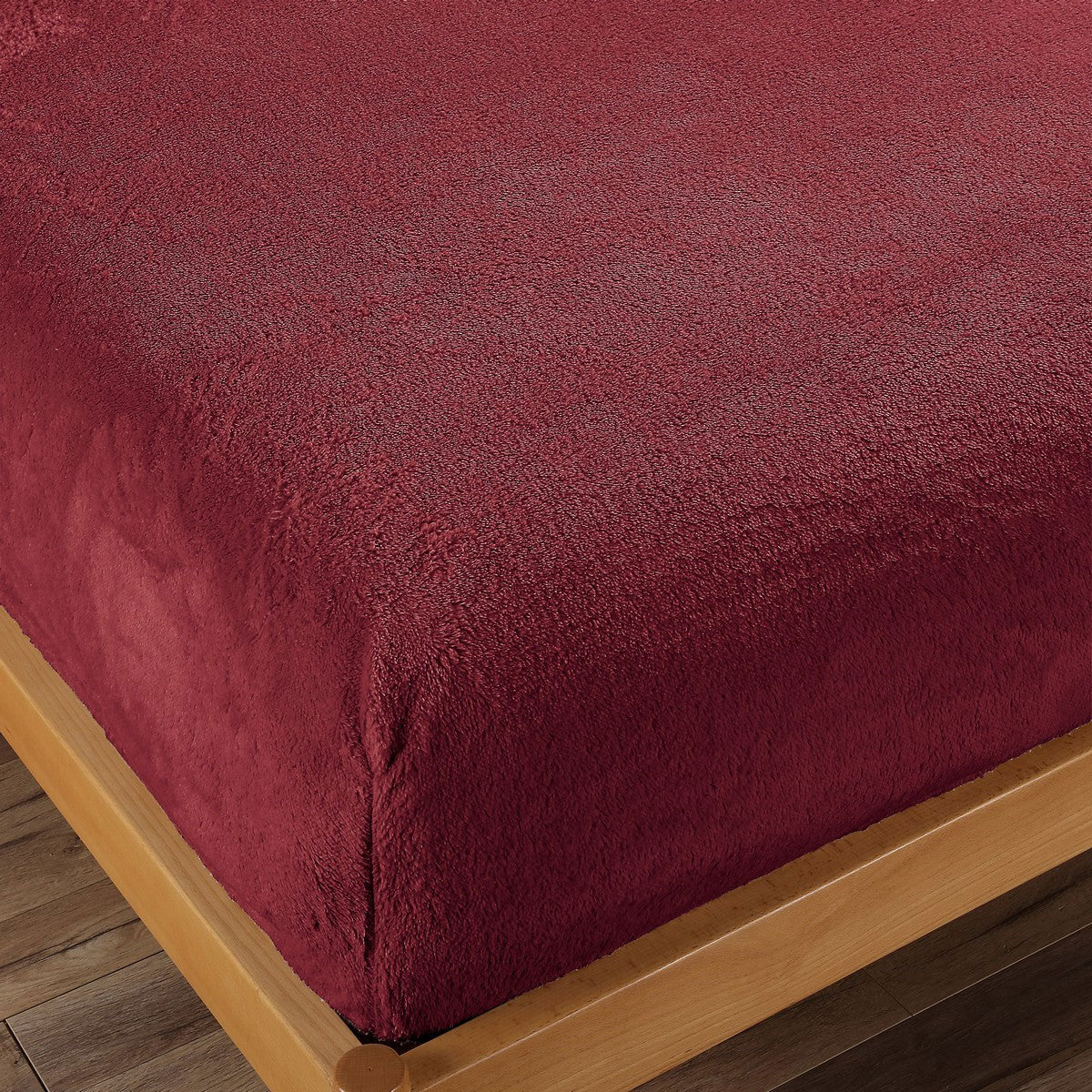 Ramesses Teddy Fleece Fitted Sheet Combo Set Burgundy Double