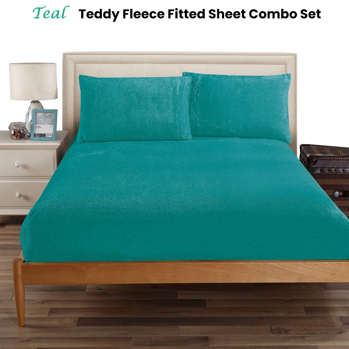 Ramesses Teddy Fleece Fitted Sheet Combo Set Teal Single