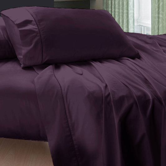 400TC Egyptian Cotton Sheet Set Aubergine KING