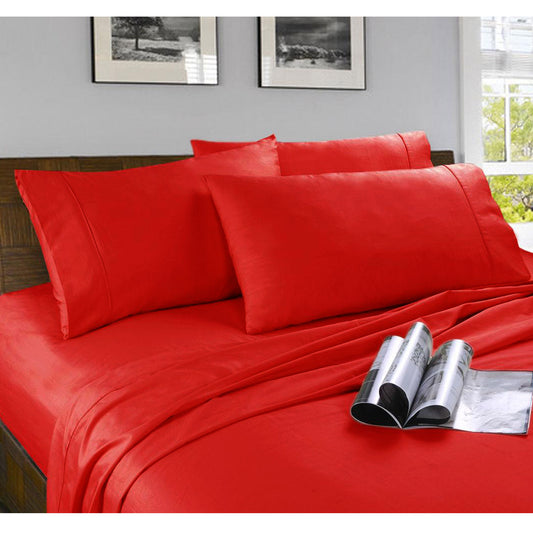 Kingtex Microfibre Sheet Set Red King