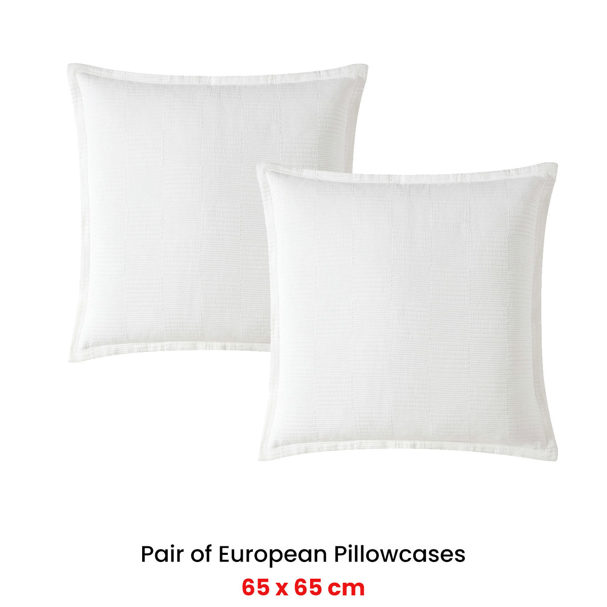 Platinum Collection Pair of Caspian White European Pillowcases 65 x 65cm