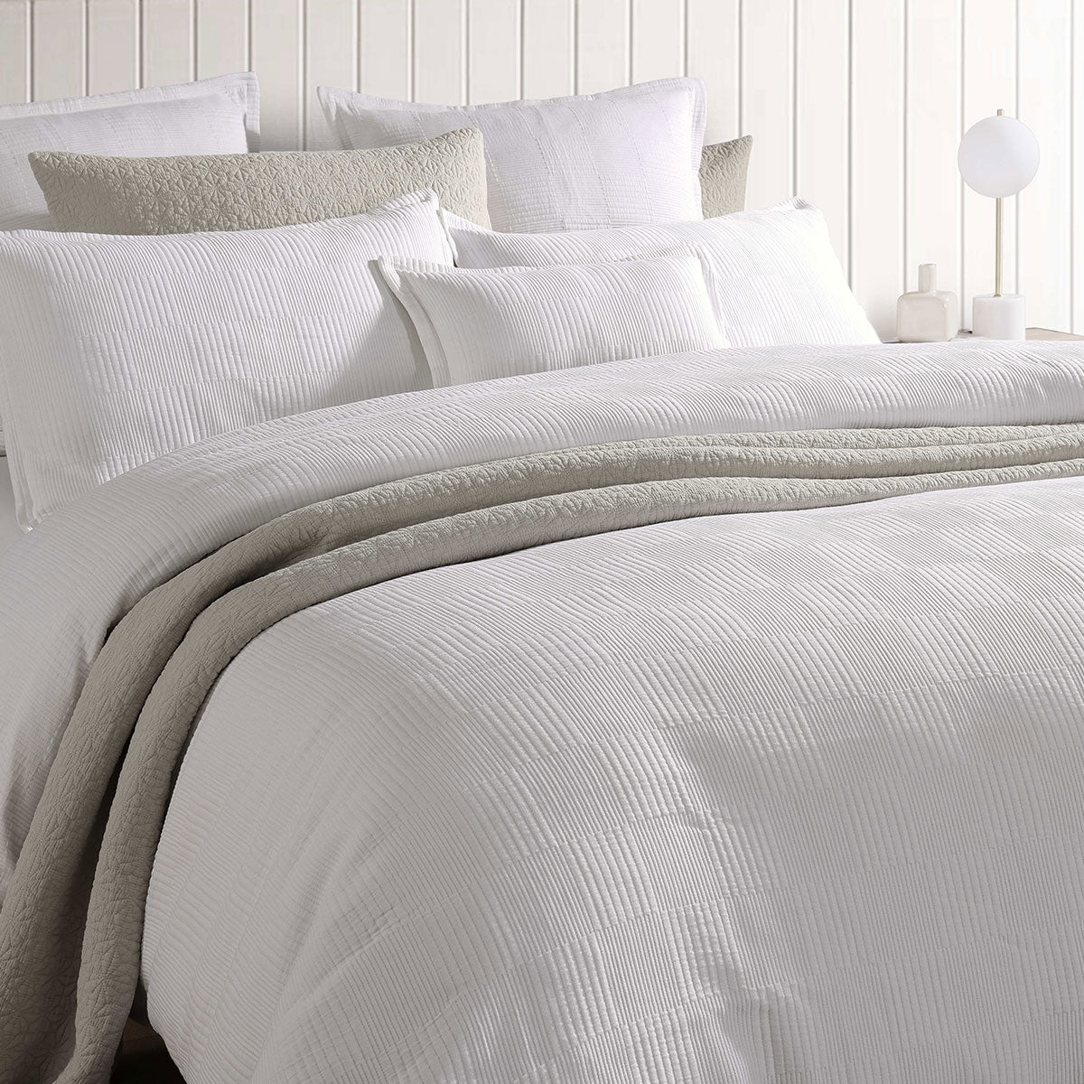 Platinum Collection Caspian White Cotton Matelasse Quilt Cover Set King