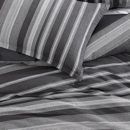 Platinum Collection Hunter Charcoal 100% Cotton Seersucker Quilt Cover Set Super King