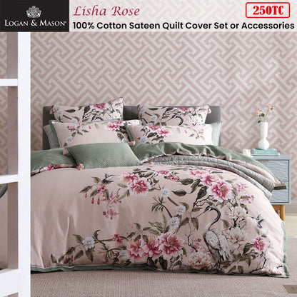 Logan & Mason Lisha Rose 250TC 100% Cotton Sateen Quilt Cover Set Queen