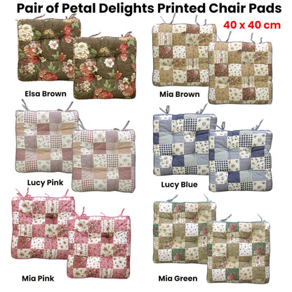 Lylac Homeware Petal Delights Set of 2 Cotton Chair Pads Lucy Pink