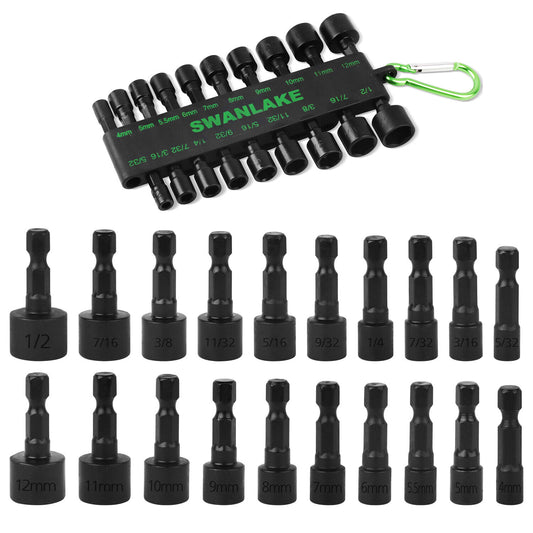 Swanlake 20Pcs Garden Tools Power Nut Driver Set Impact Drill SAE and Metric(will be no tracking)