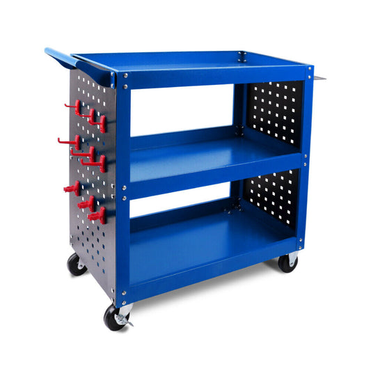 Blue 3-Tier Tool Cart Storage Trolley Toolbox Workshop Garage Organiser 150kg Blue