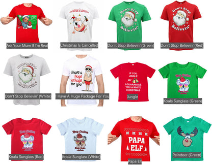 New Funny Adult Xmas Christmas T Shirt Tee Mens Womens 100% Cotton Jolly Ugly, Reindeer (Green), L