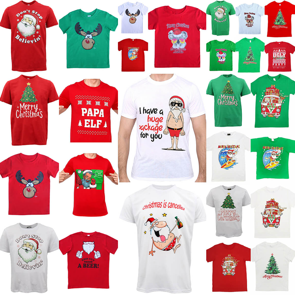 New Funny Adult Xmas Christmas T Shirt Tee Mens Womens 100% Cotton Jolly Ugly, Reindeer (Red), S