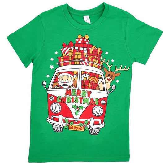 New Funny Adult Xmas Christmas T Shirt Tee Mens Womens 100% Cotton Jolly Ugly, Santa Drive Kombi (Green), XL