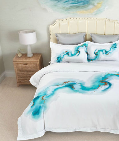 Ocean Marble Quilt Cover Set - King Size