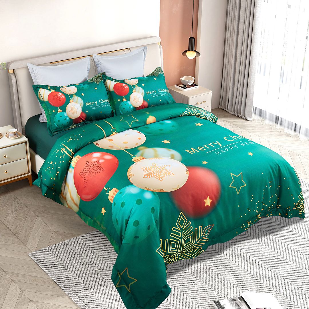 Christmas New Year Quilt Cover Set - Super King Size