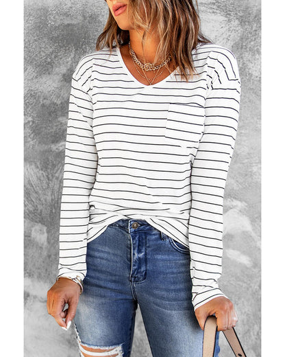 Azura Exchange V Neck Long Sleeve Top - S